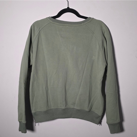 Sunshine Park Olive Green Star Sweatshirt Medium Side Zip Pullover Casual Street - Picture 4 of 11